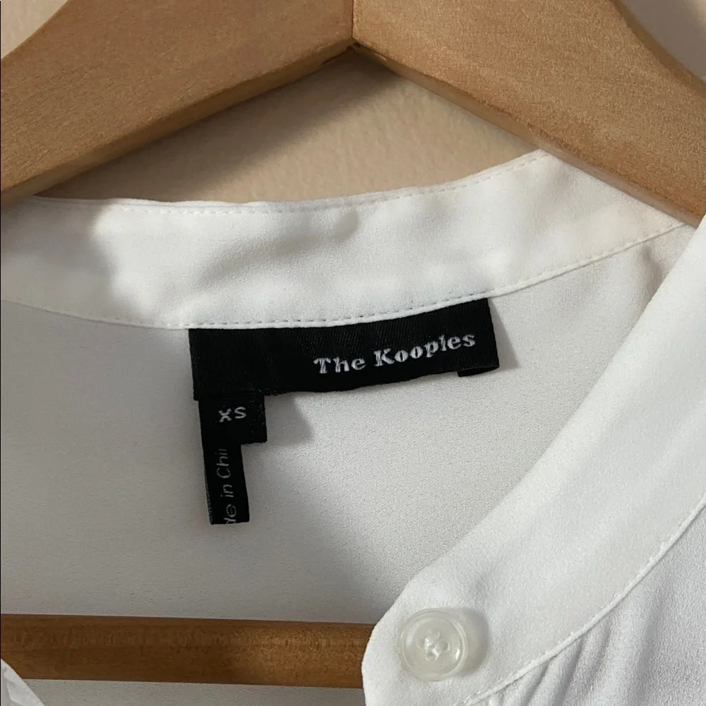 The Kooples White Semi-Sheer Button Front White XS